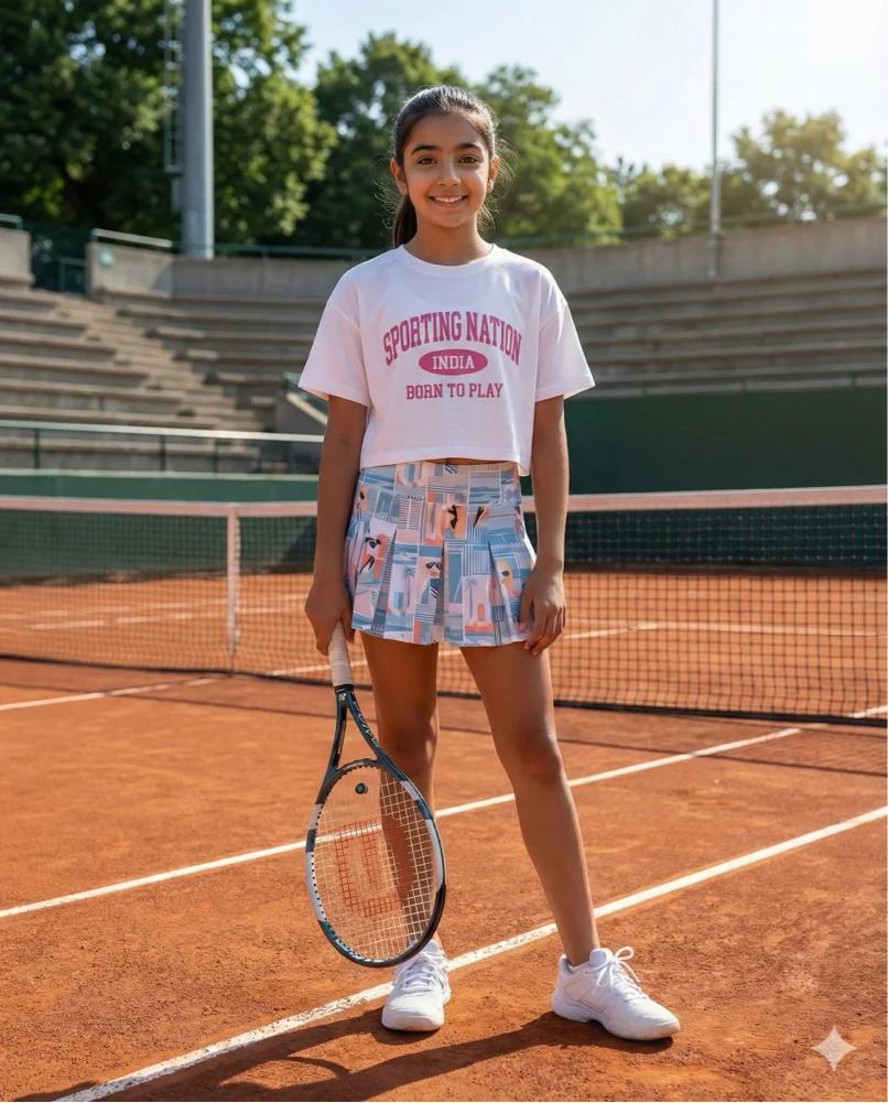 Girls Multi Sport 4D Stretch Boxy tee - White - product media